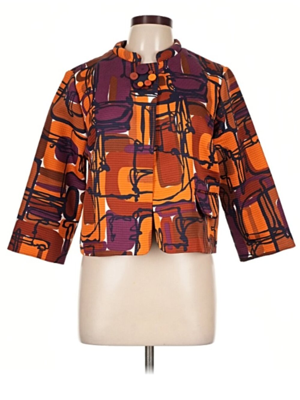 Ruby Rd. Abstract Print Cropped Jacket - Picture 1 of 6